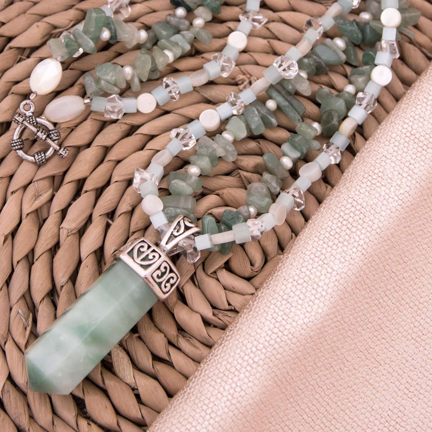 Jade, Aventurine & Pearl Semi Precious Necklace