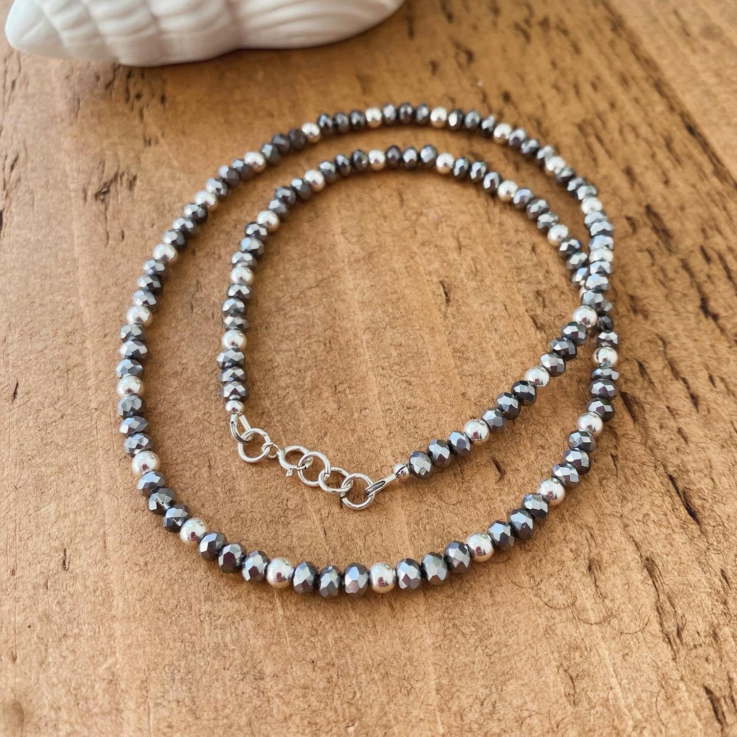 Grey Crystal And Sterling Silver Necklace