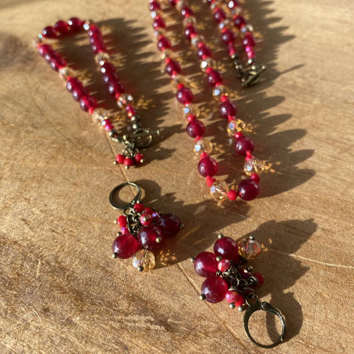 Garnet & Crystal Semi Precious Set