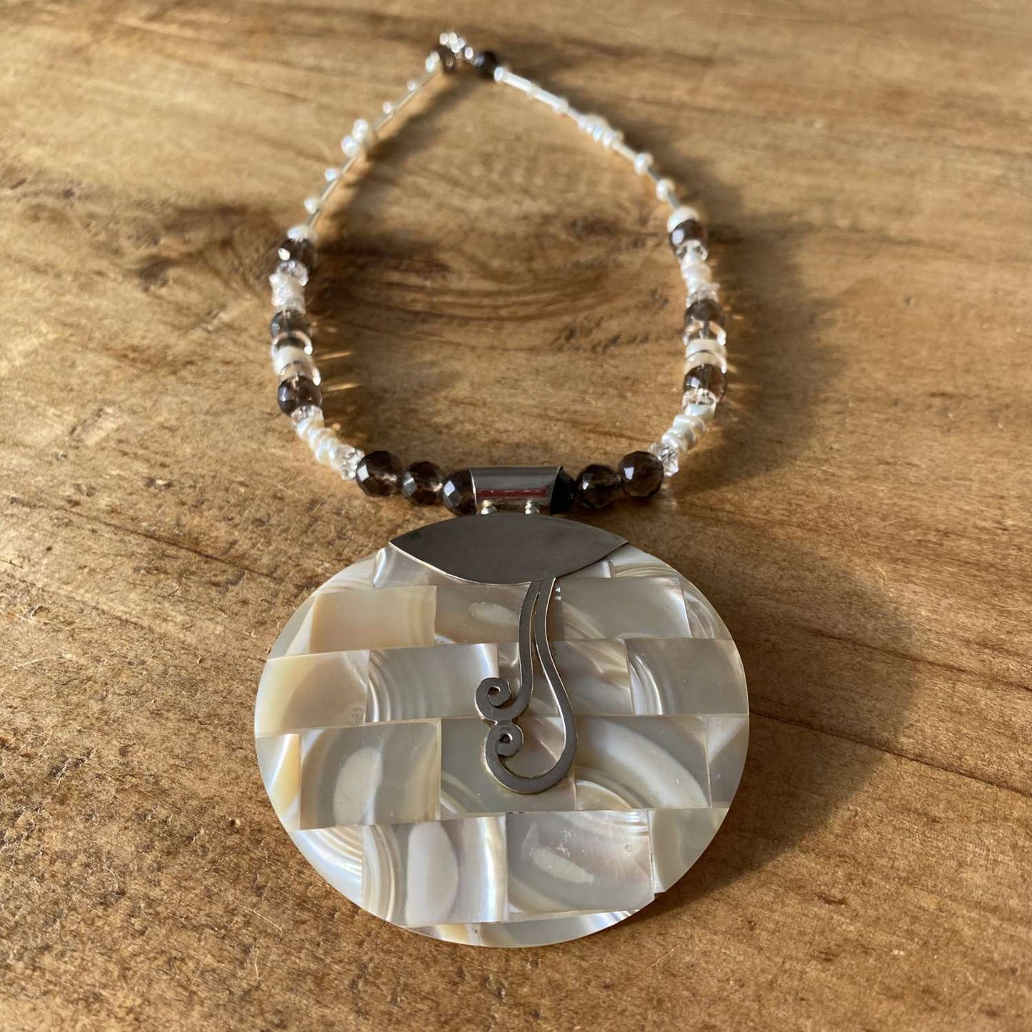 Smokey Quartz & Pearl Semi Precious Necklace