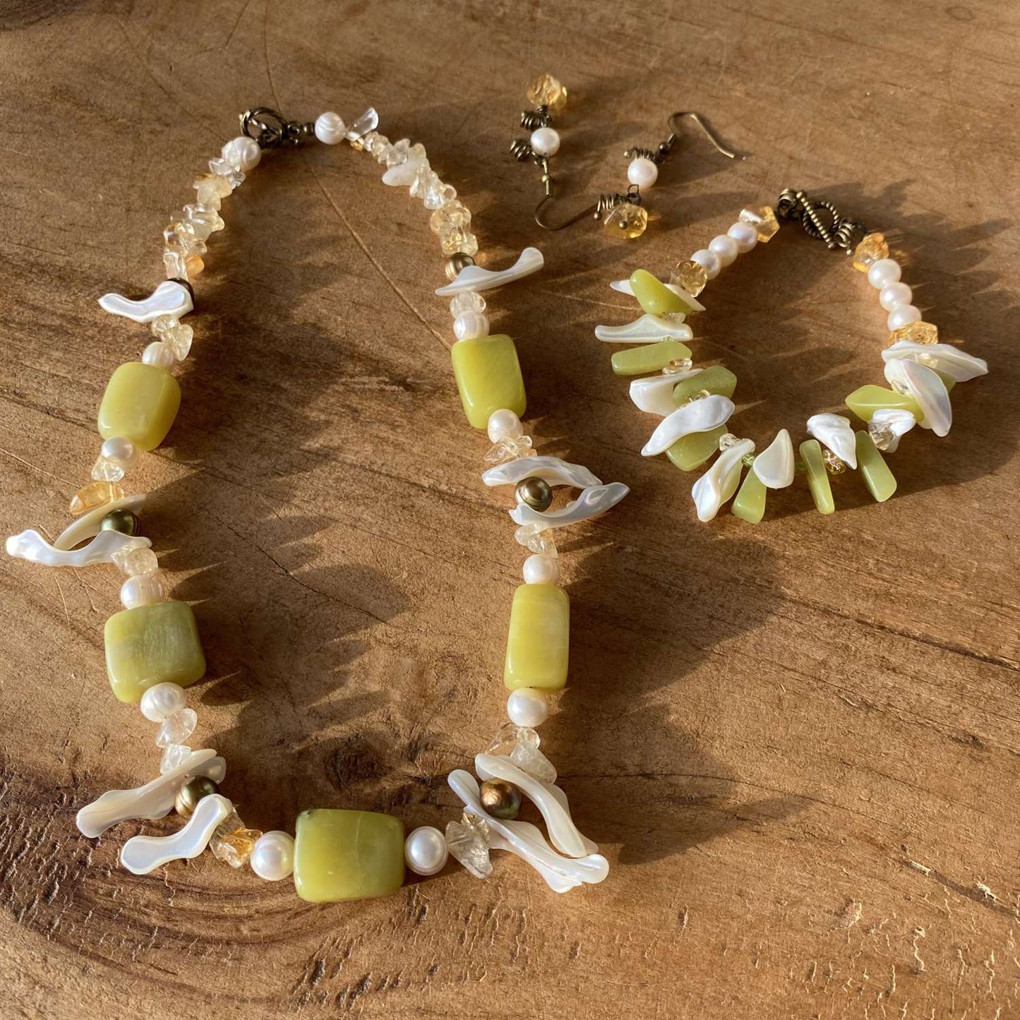 Chalcedony, Citrine & Mother of Pearl Semi Precious Set