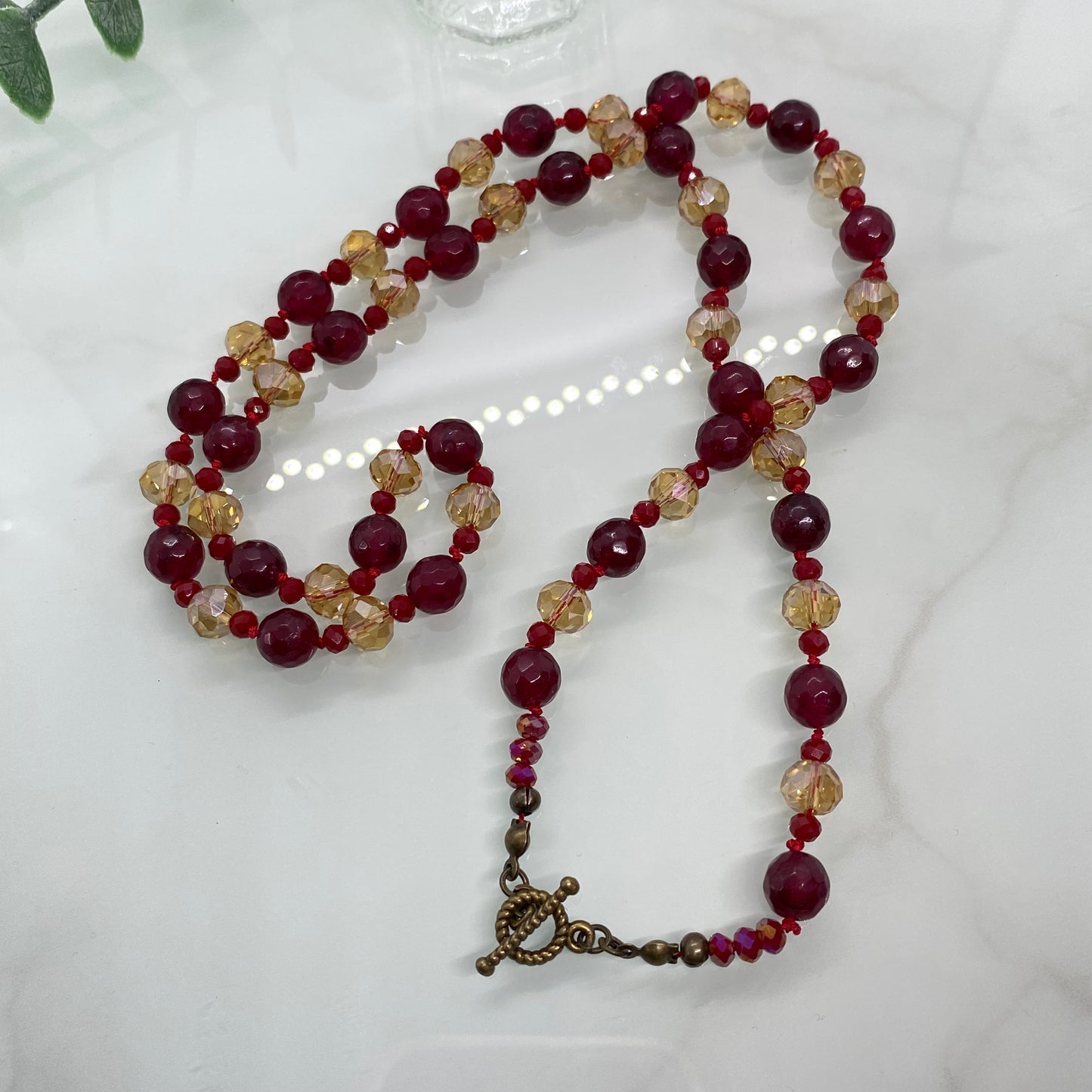 Garnet & Crystal Necklace