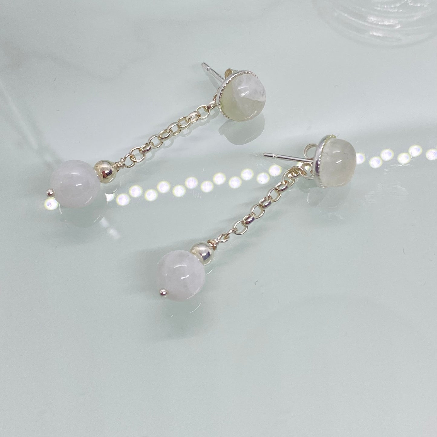 Rainbow Moonstone & Sterling Silver Stud & Drop Earrings