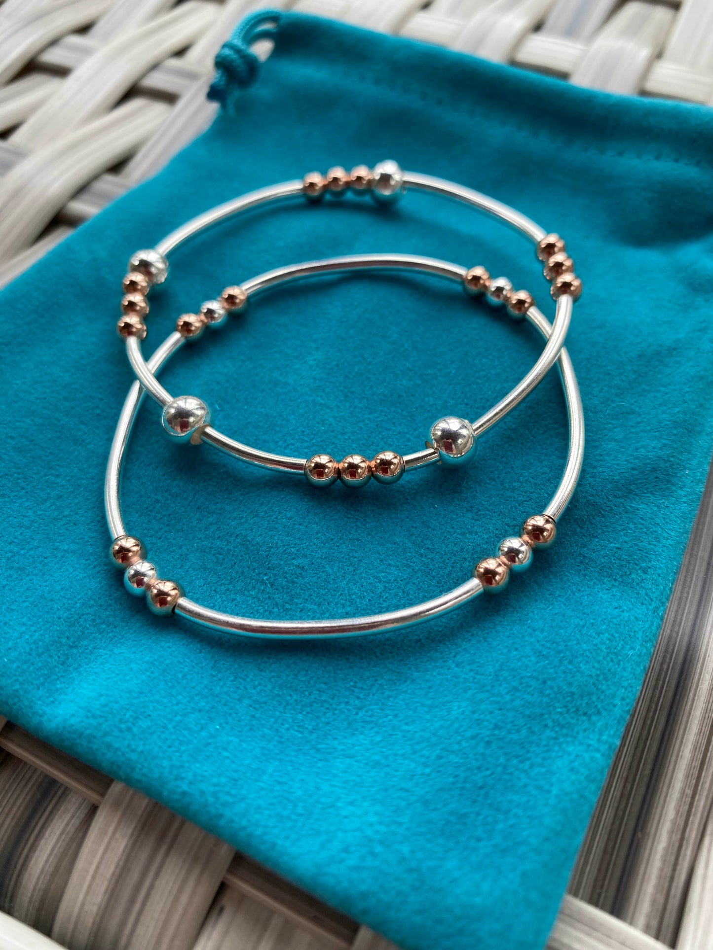 Sterling silver stretch bracelet duo