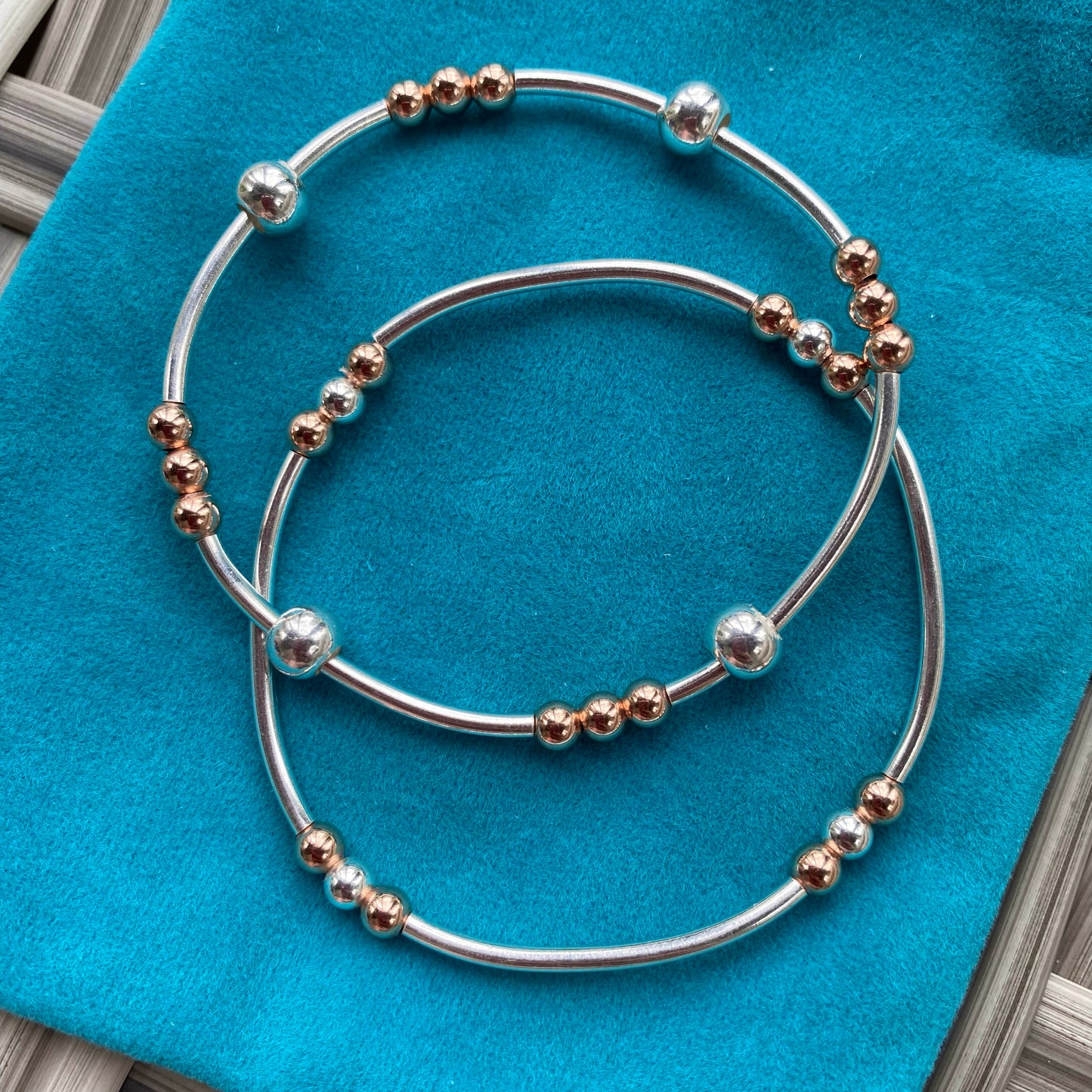 Sterling silver stretch bracelet duo
