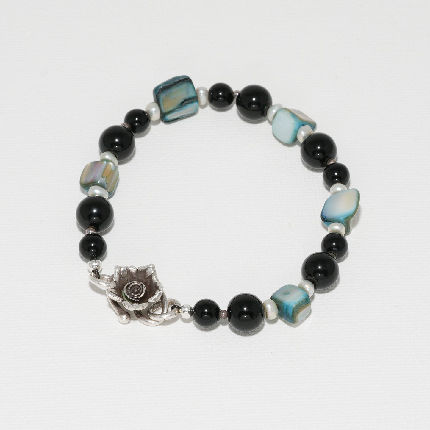 Black Onyx, Pearl & Mother of Pearl Bracelet