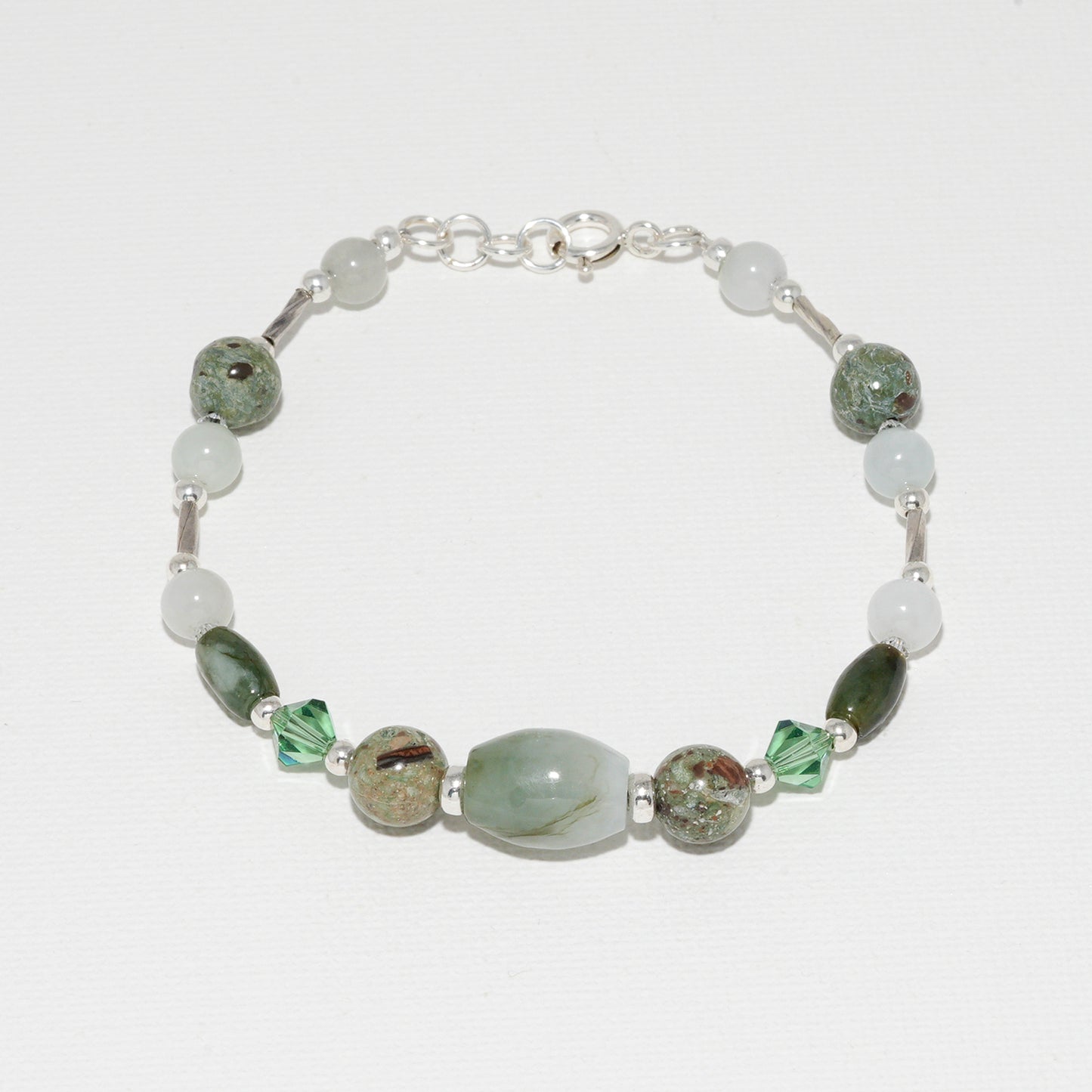 Chalcedony, Swarovski Crystal Semi Precious Bracelet