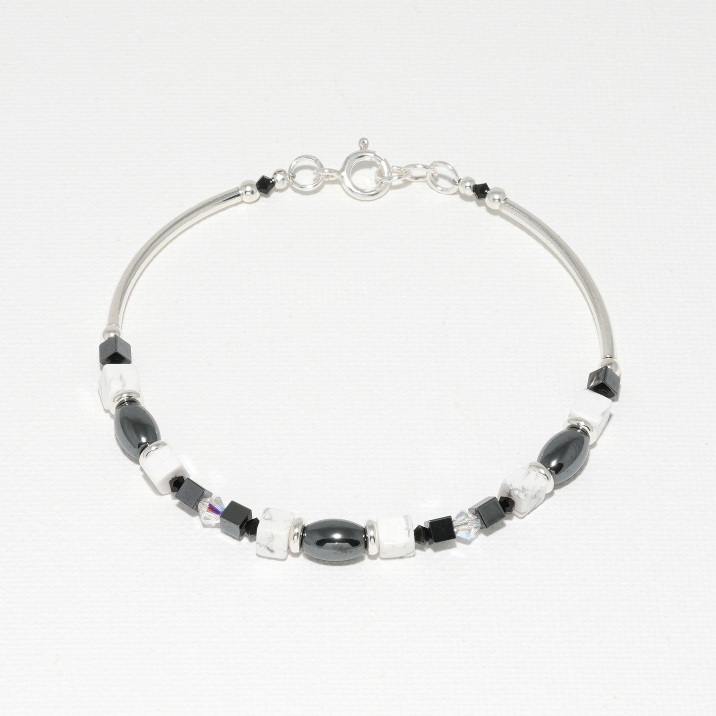 Howlite & Hematite Semi Precious Bracelet