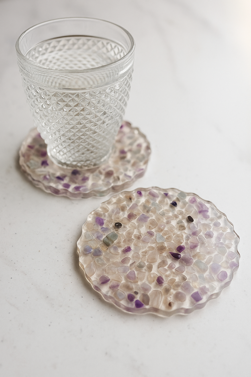 Large Fluorite Gemstone Resin Coasters – Set of 2