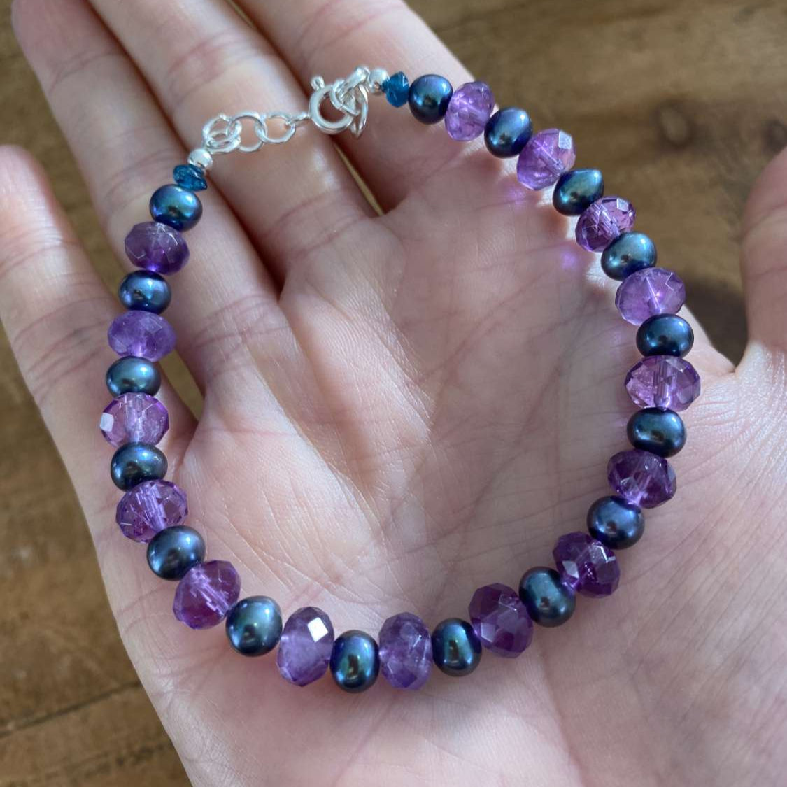 Amethyst & Pearl Semi Precious Bracelet