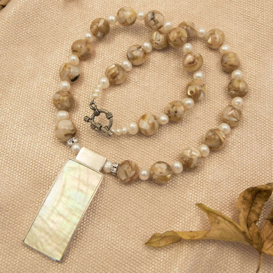 Mother of Pearl & Freshwater Pearl Semi Precious Necklace