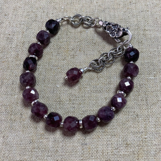 Faceted Garnet & Sterling Silver Bracelet