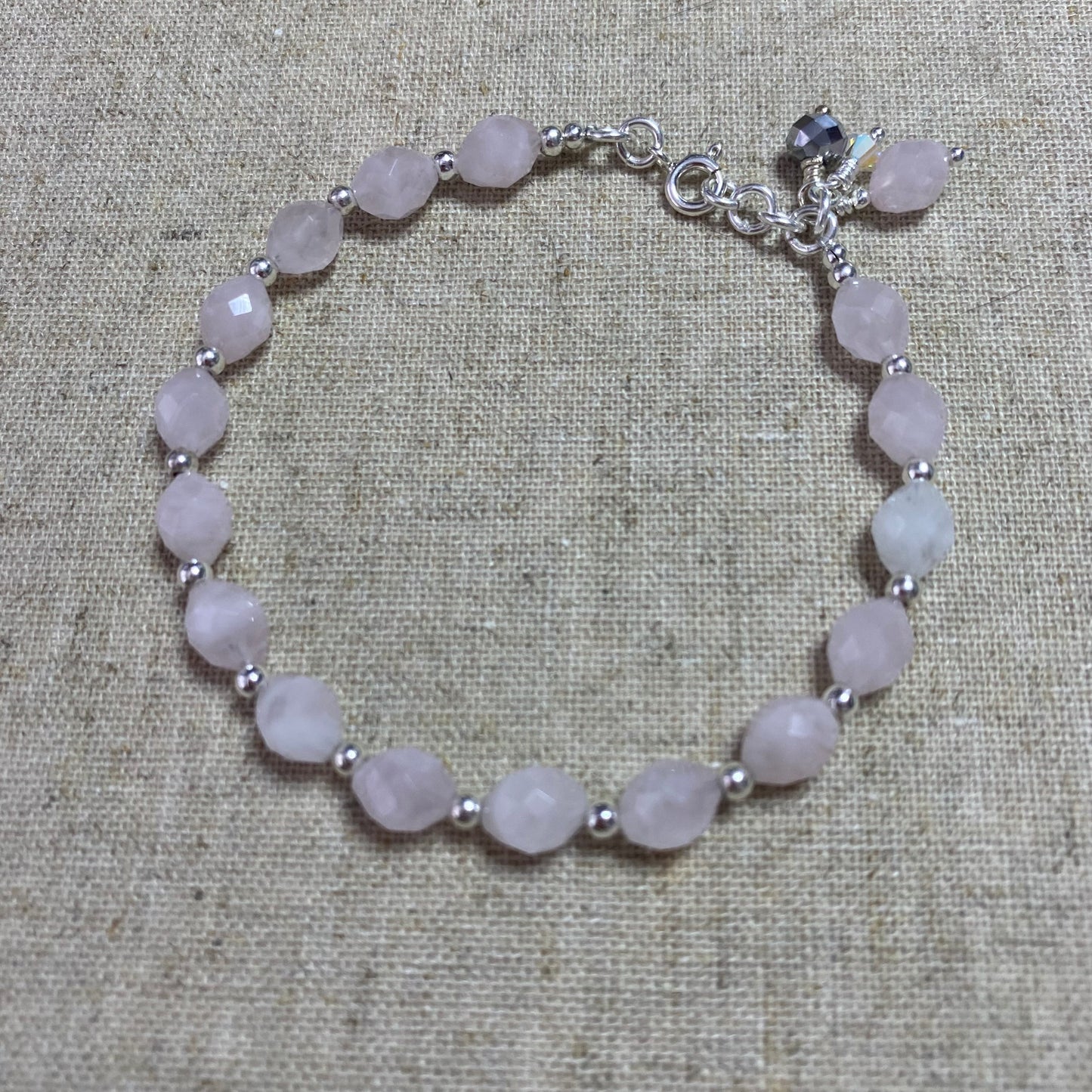 Rose Quartz and Sterling Silver Bracelet