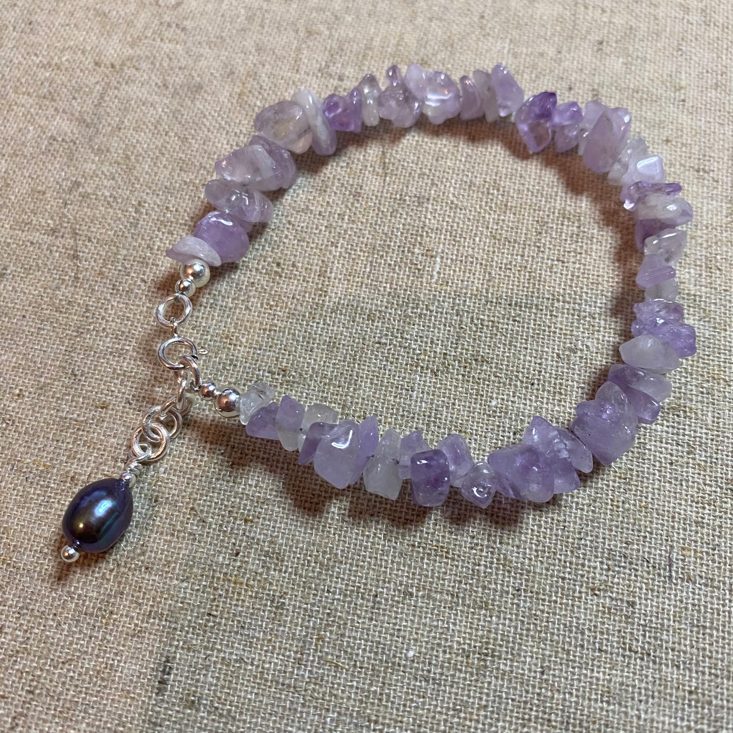 Lilac Amethyst, Pearl and Sterling Silver Bracelet