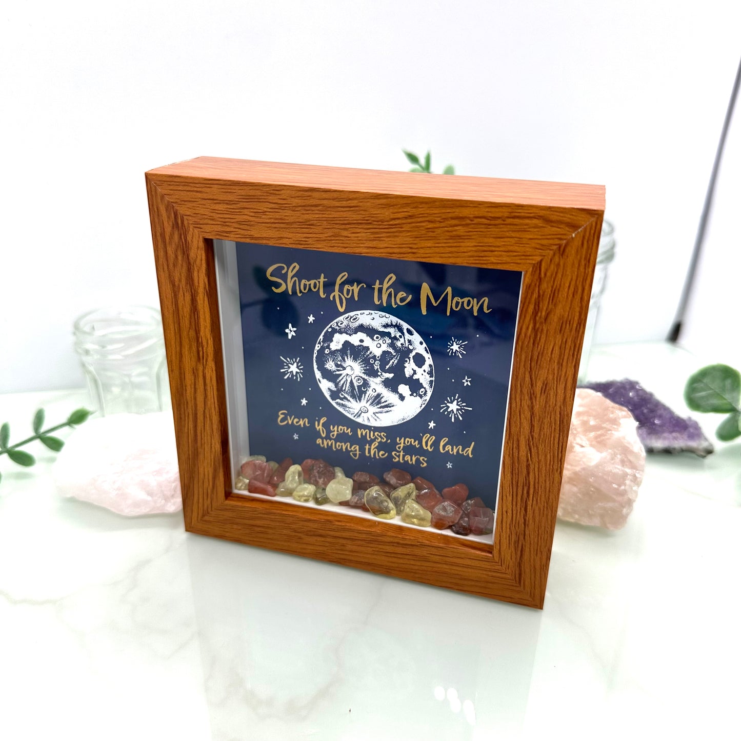 Shoot for the Moon - with Citrine & Carnelian - 4 inch frame