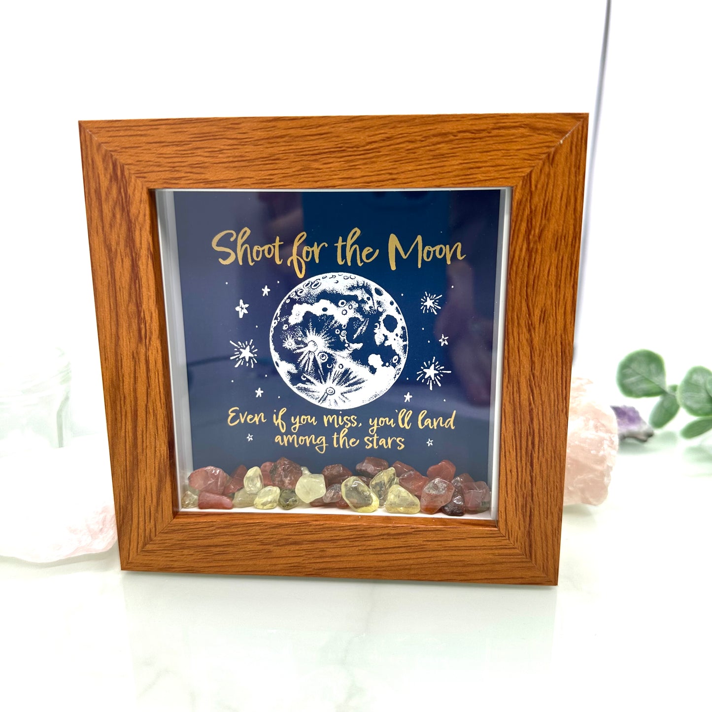 Shoot for the Moon - with Citrine & Carnelian - 4 inch frame