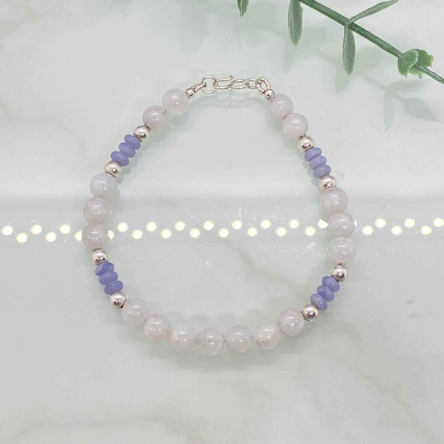 Moonstone, Blue Lace Agate & Sterling Silver Bracelet