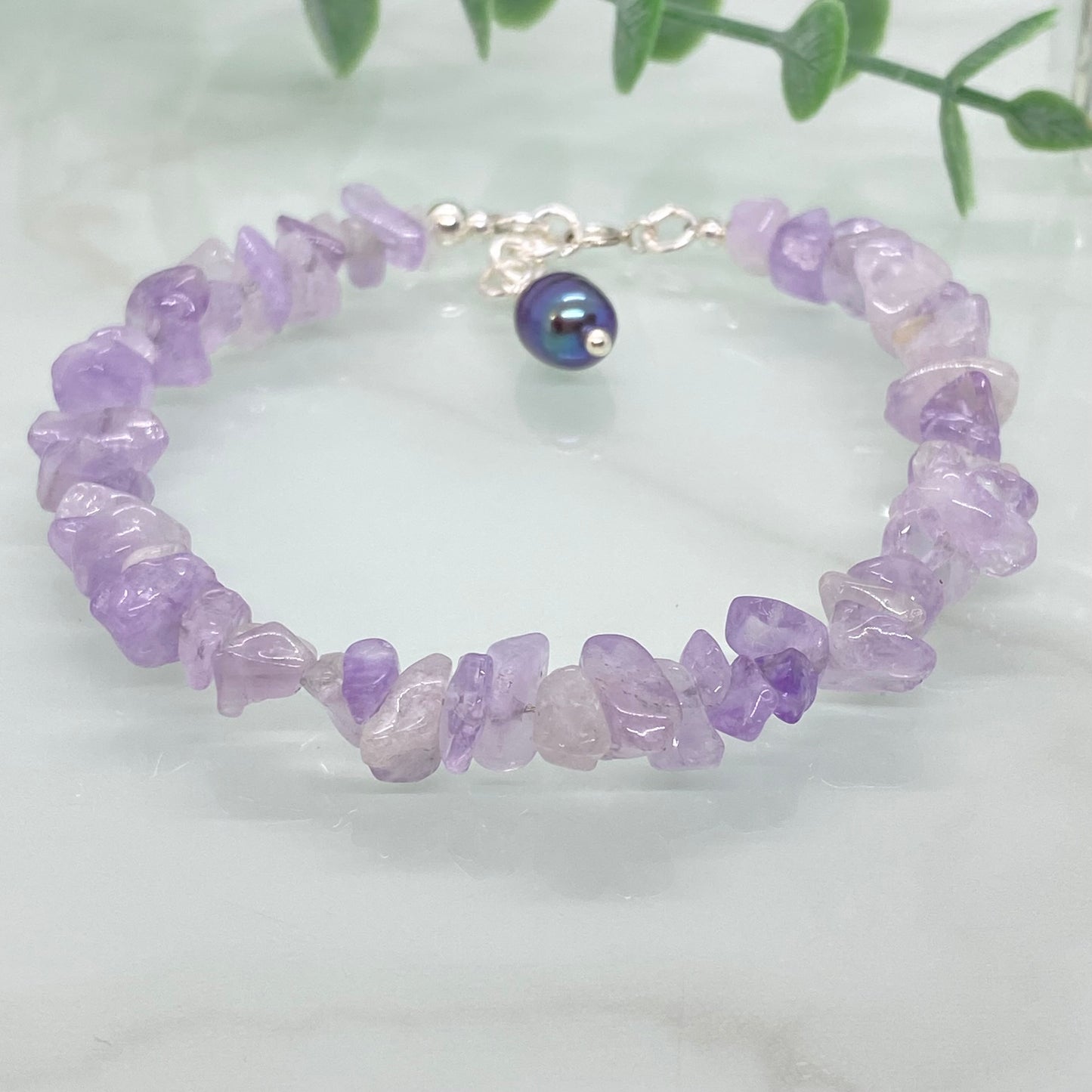 Lilac Amethyst, Pearl and Sterling Silver Bracelet