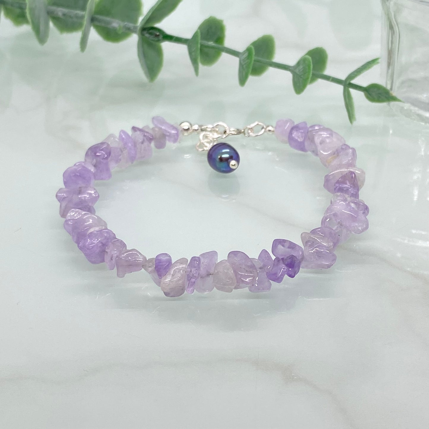 Lilac Amethyst, Pearl and Sterling Silver Bracelet