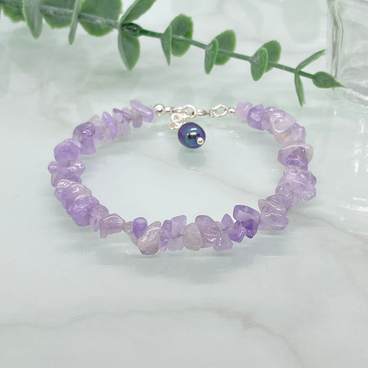 Lilac Amethyst, Pearl and Sterling Silver Bracelet