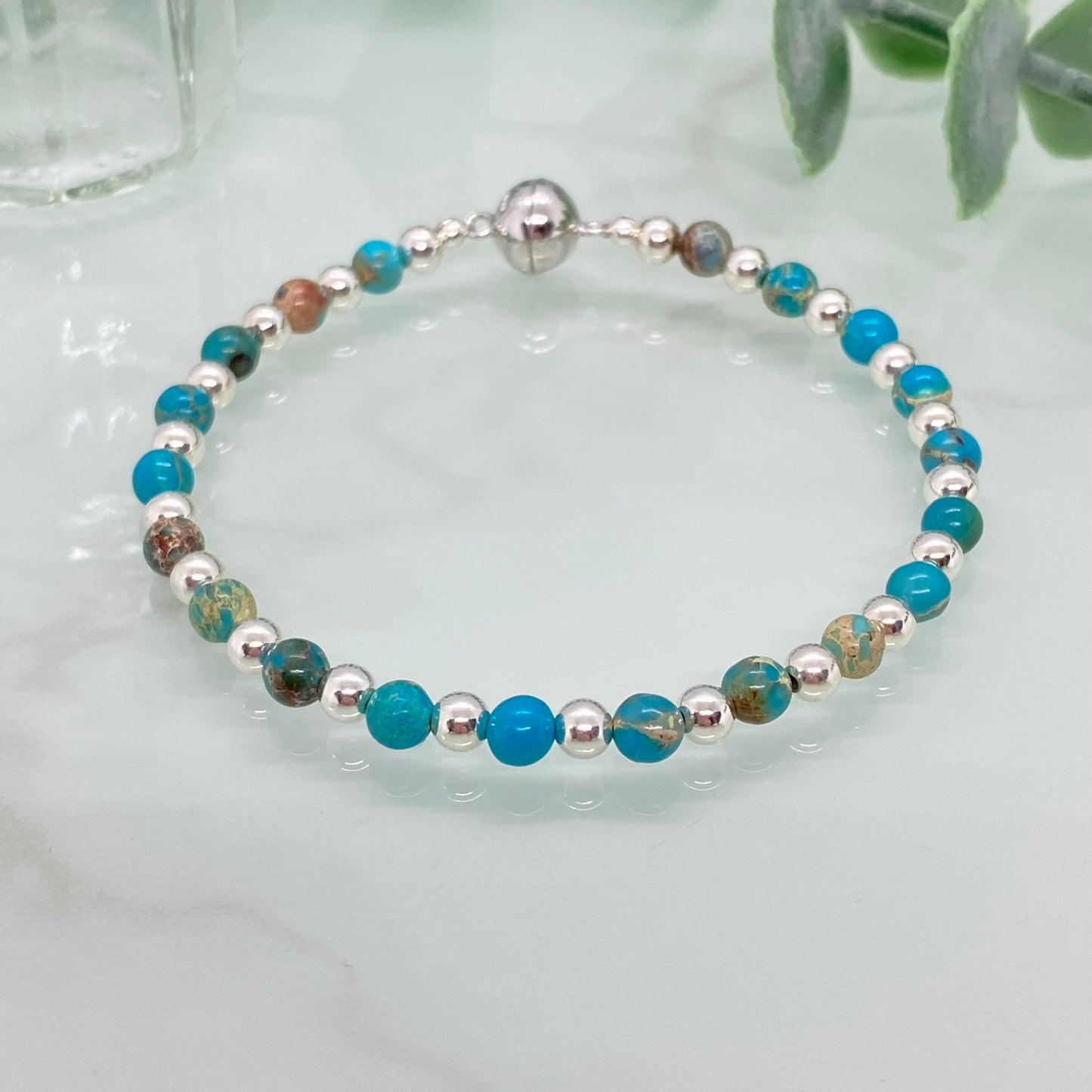 Blue Jasper & Sterling Silver Bracelet