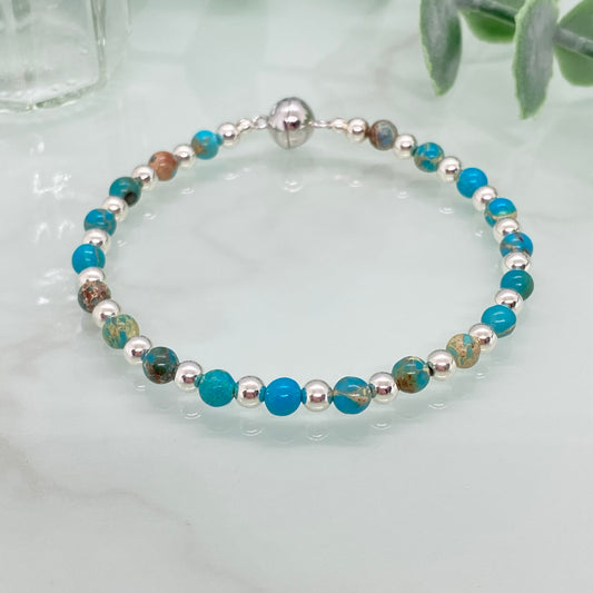 Blue Jasper & Sterling Silver Bracelet