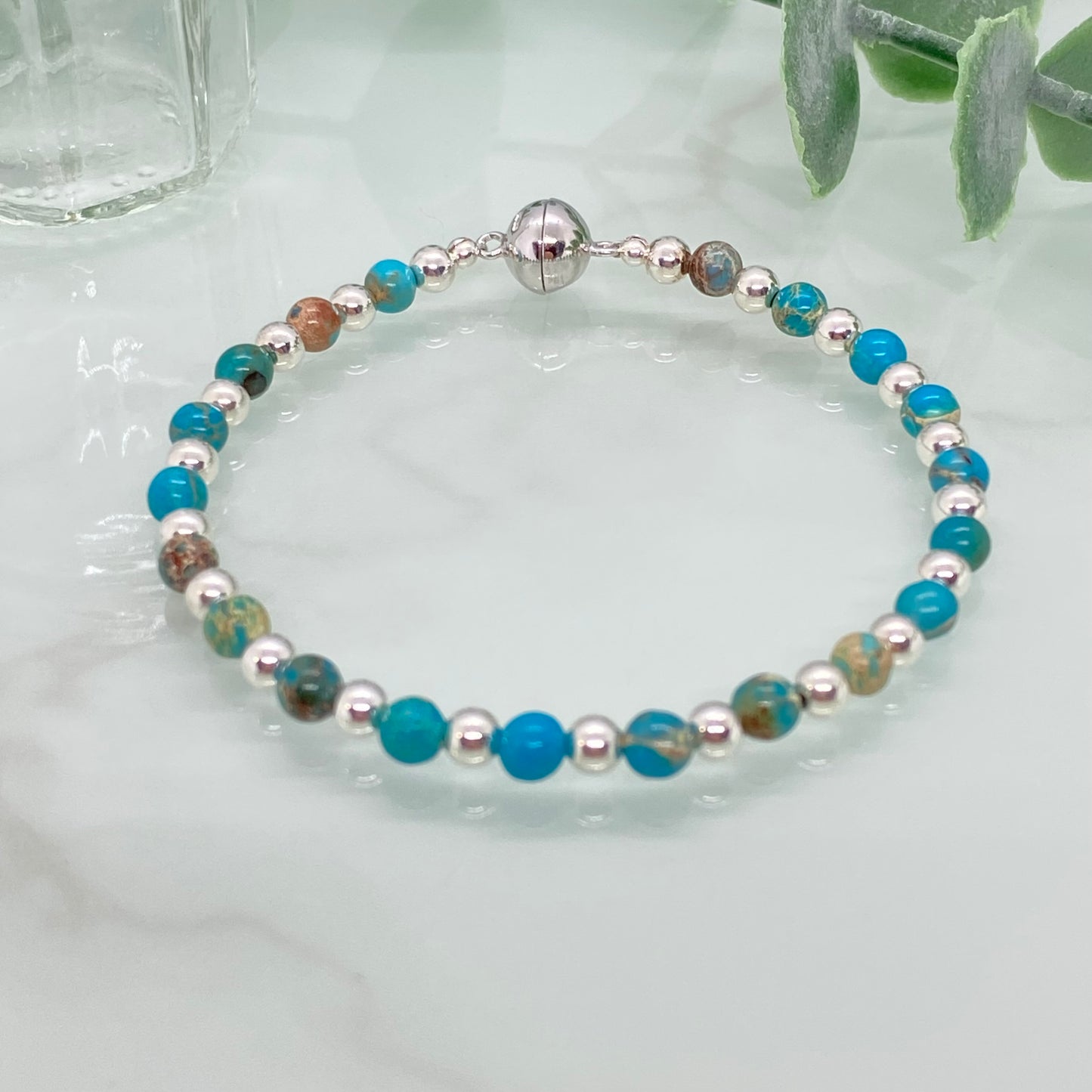 Blue Jasper & Sterling Silver Bracelet