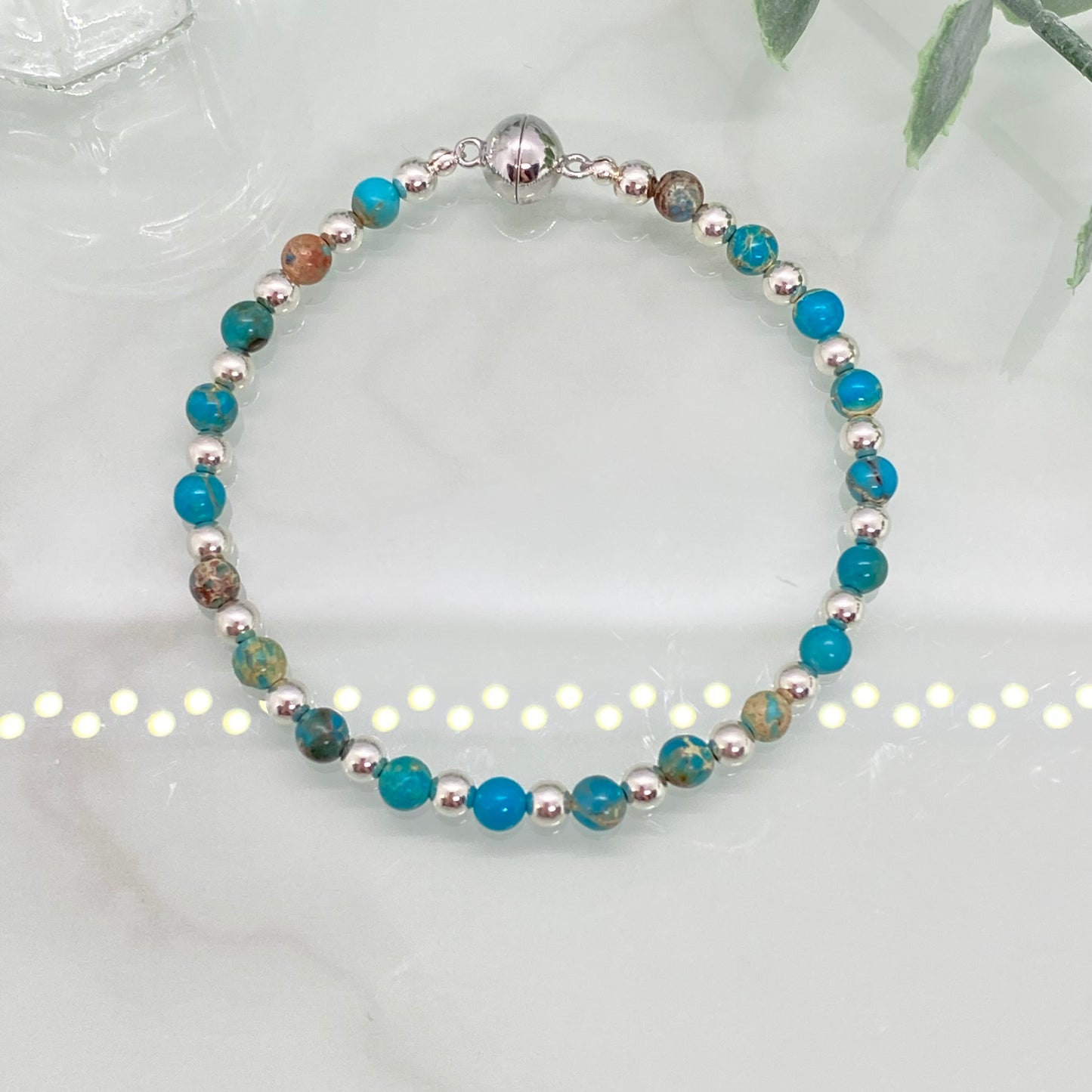 Blue Jasper & Sterling Silver Bracelet