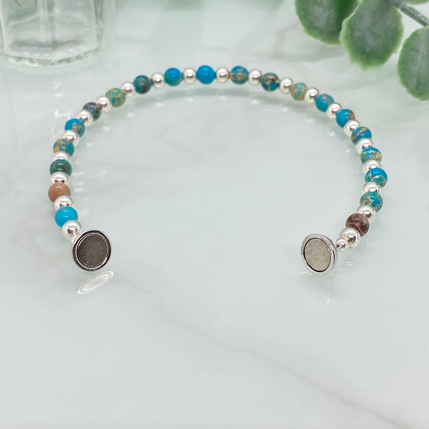 Blue Jasper & Sterling Silver Bracelet