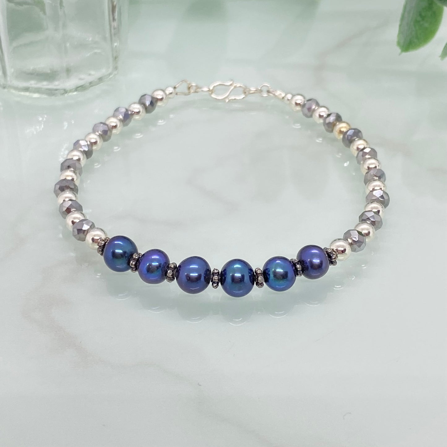 Freshwater Pearl, Sterling Silver & Crystal Bracelet
