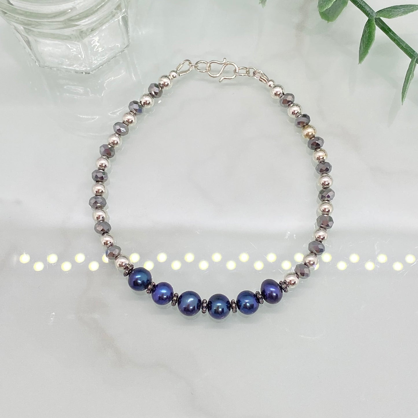 Freshwater Pearl, Sterling Silver & Crystal Bracelet