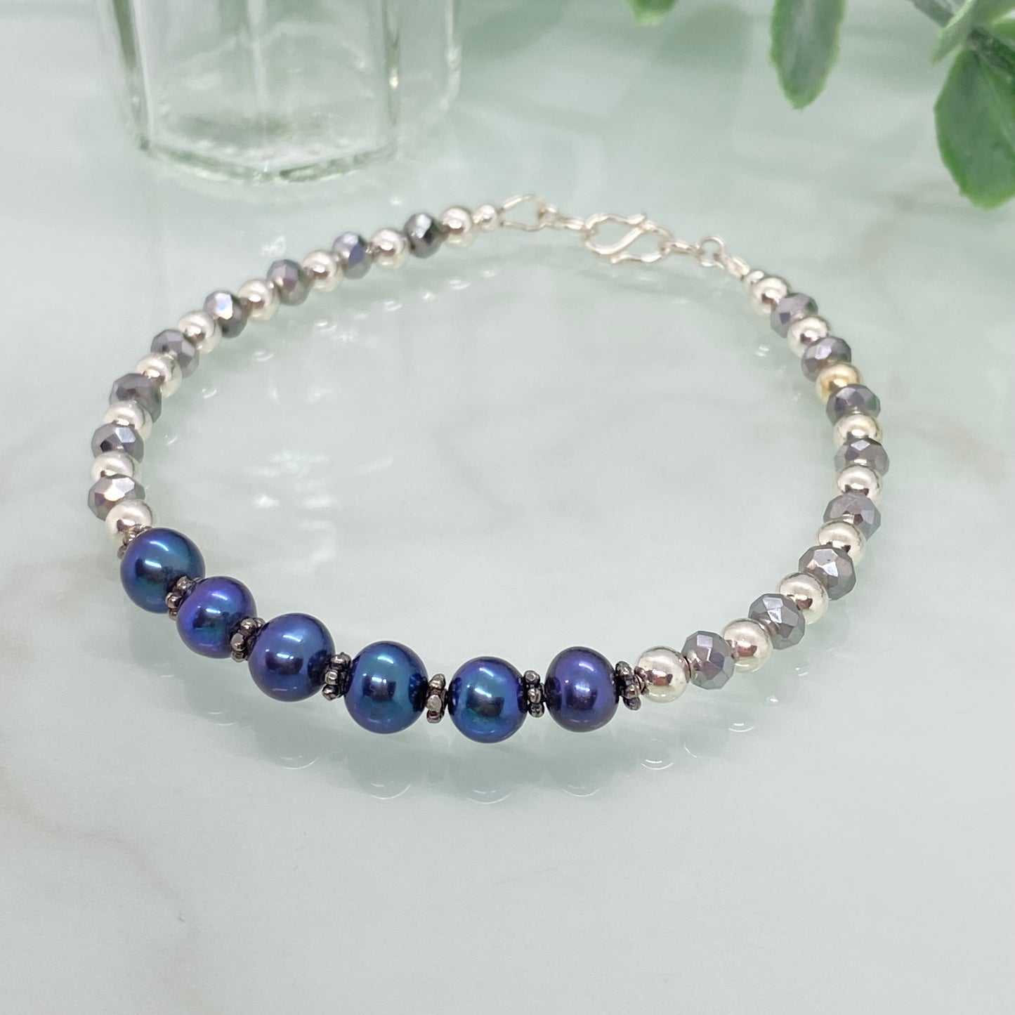 Freshwater Pearl, Sterling Silver & Crystal Bracelet