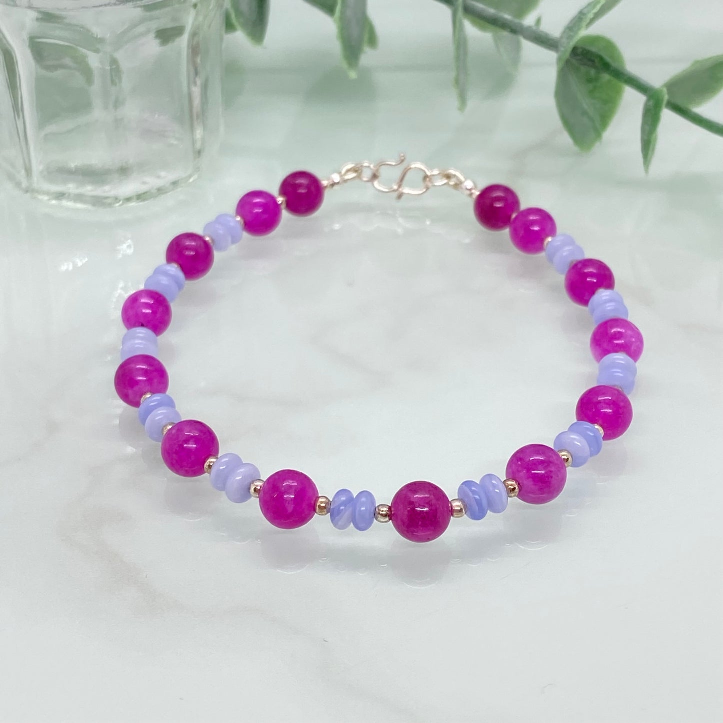 Tourmaline, Blue Lace Agate & Sterling Silver Bracelet