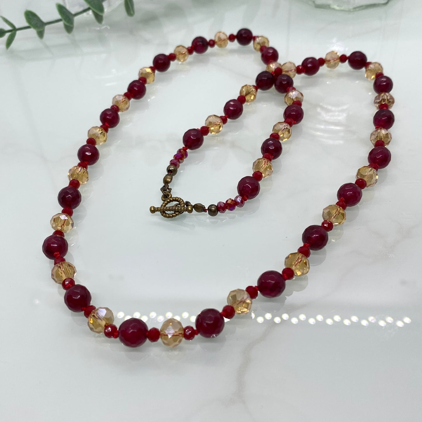 Garnet & Crystal Necklace