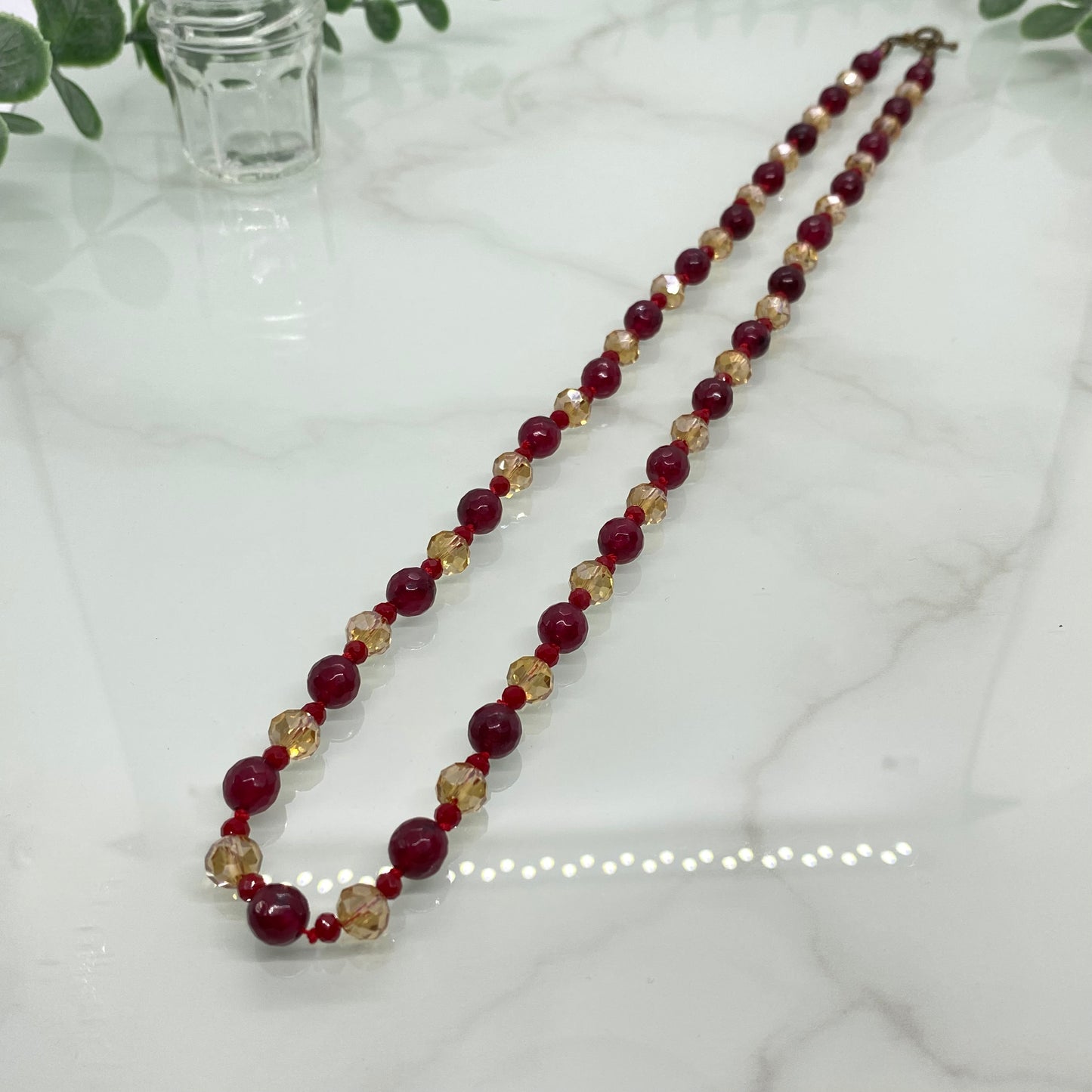 Garnet & Crystal Necklace