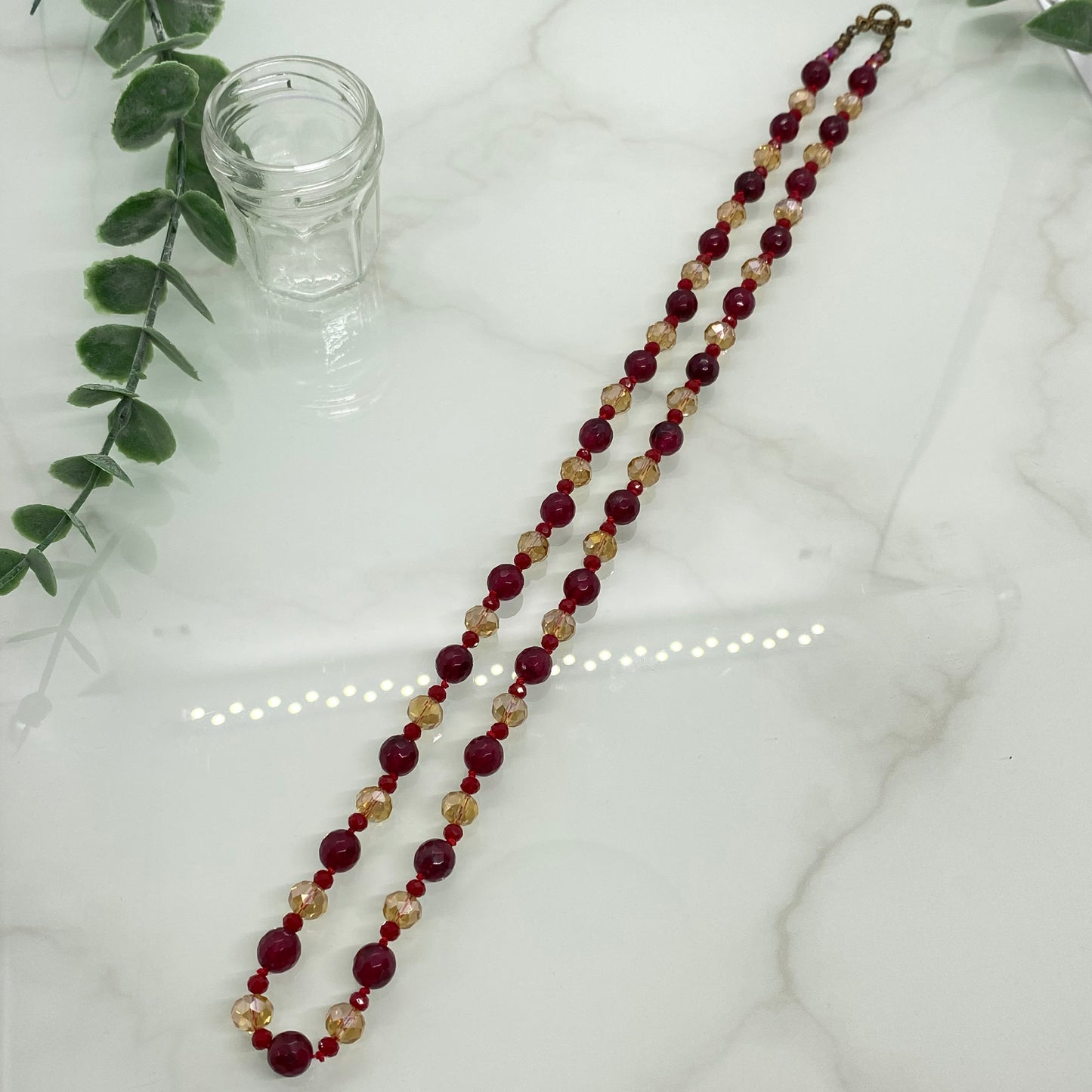 Garnet & Crystal Necklace