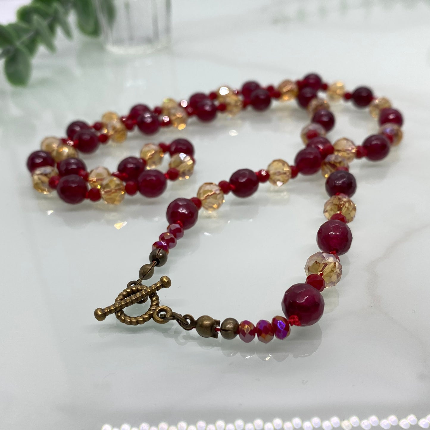 Garnet & Crystal Necklace