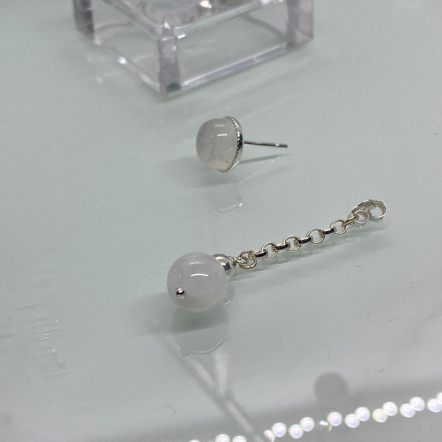 Rainbow Moonstone & Sterling Silver Stud & Drop Earrings