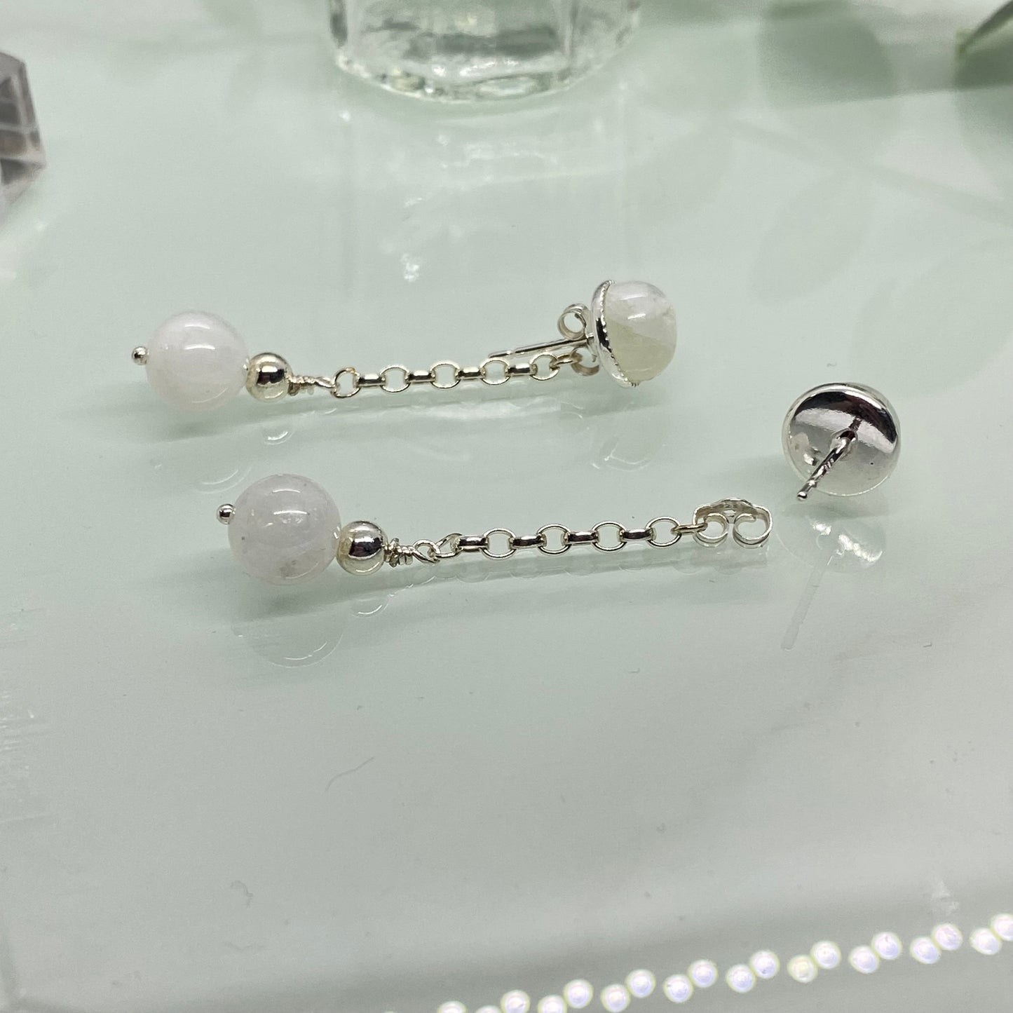 Rainbow Moonstone & Sterling Silver Stud & Drop Earrings