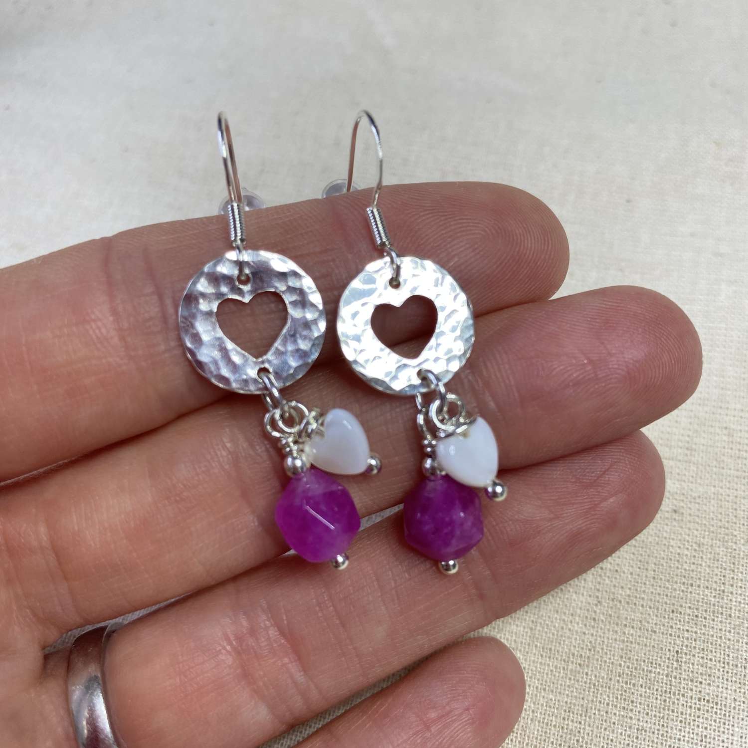 Tourmaline, Mother of Pearl & Sterling Silver Earrings