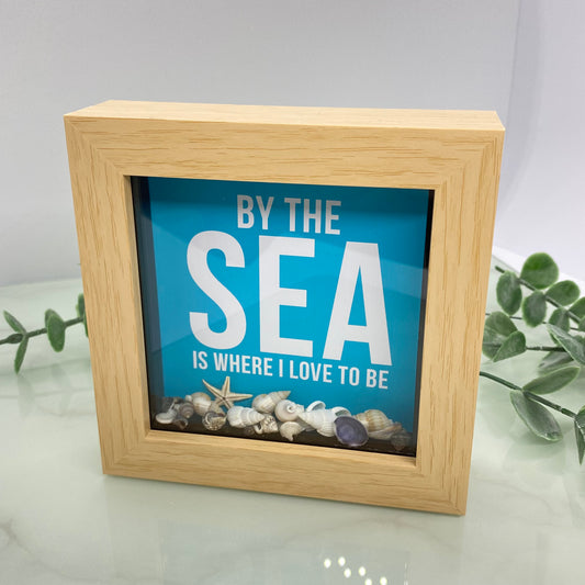 By the sea is where I love to be - with real seashells - 4 inch frame