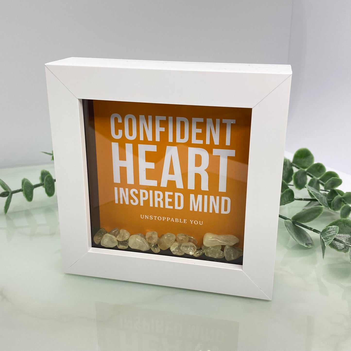 Confident heart inspired mind - with Citrine - 4 inch frame