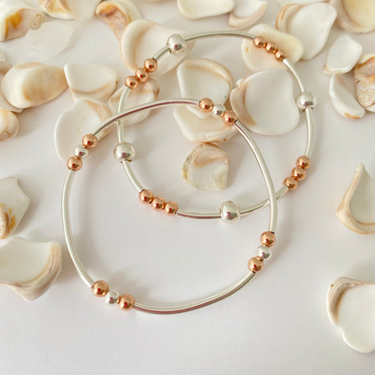 Sterling silver stretch bracelet duo