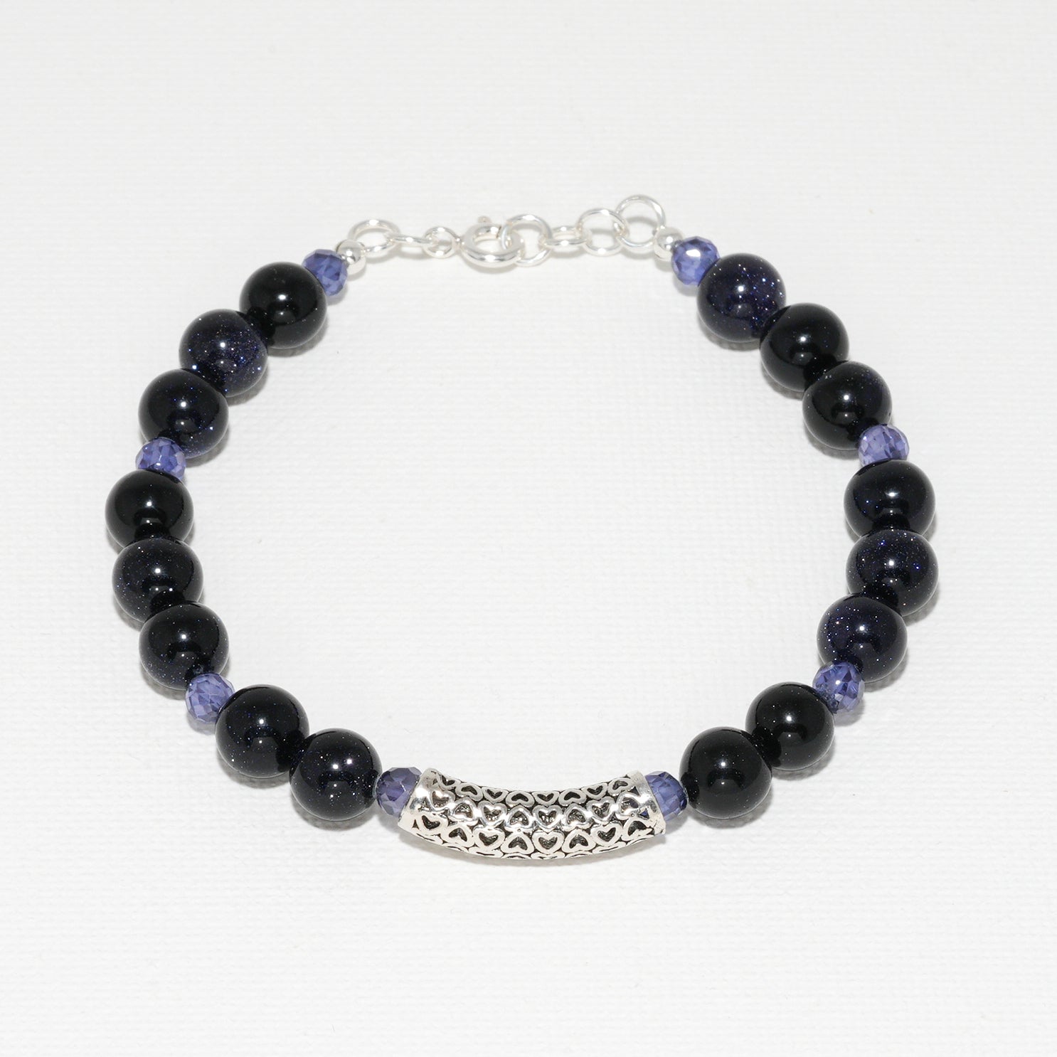 Blue Goldstone & Silver Bracelet