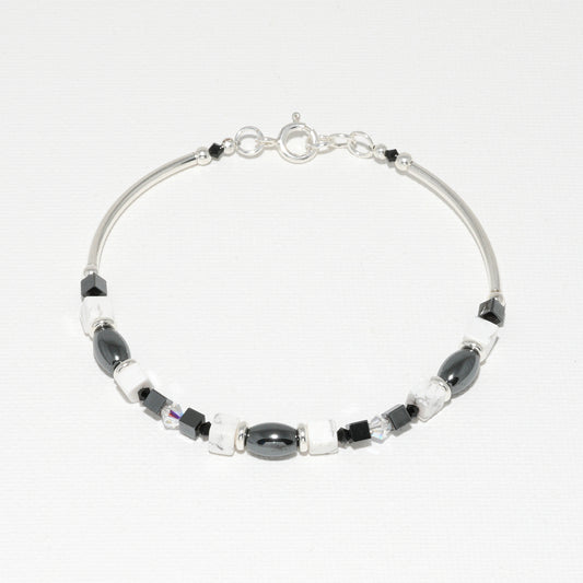 Howlite & Hematite Semi Precious Bracelet