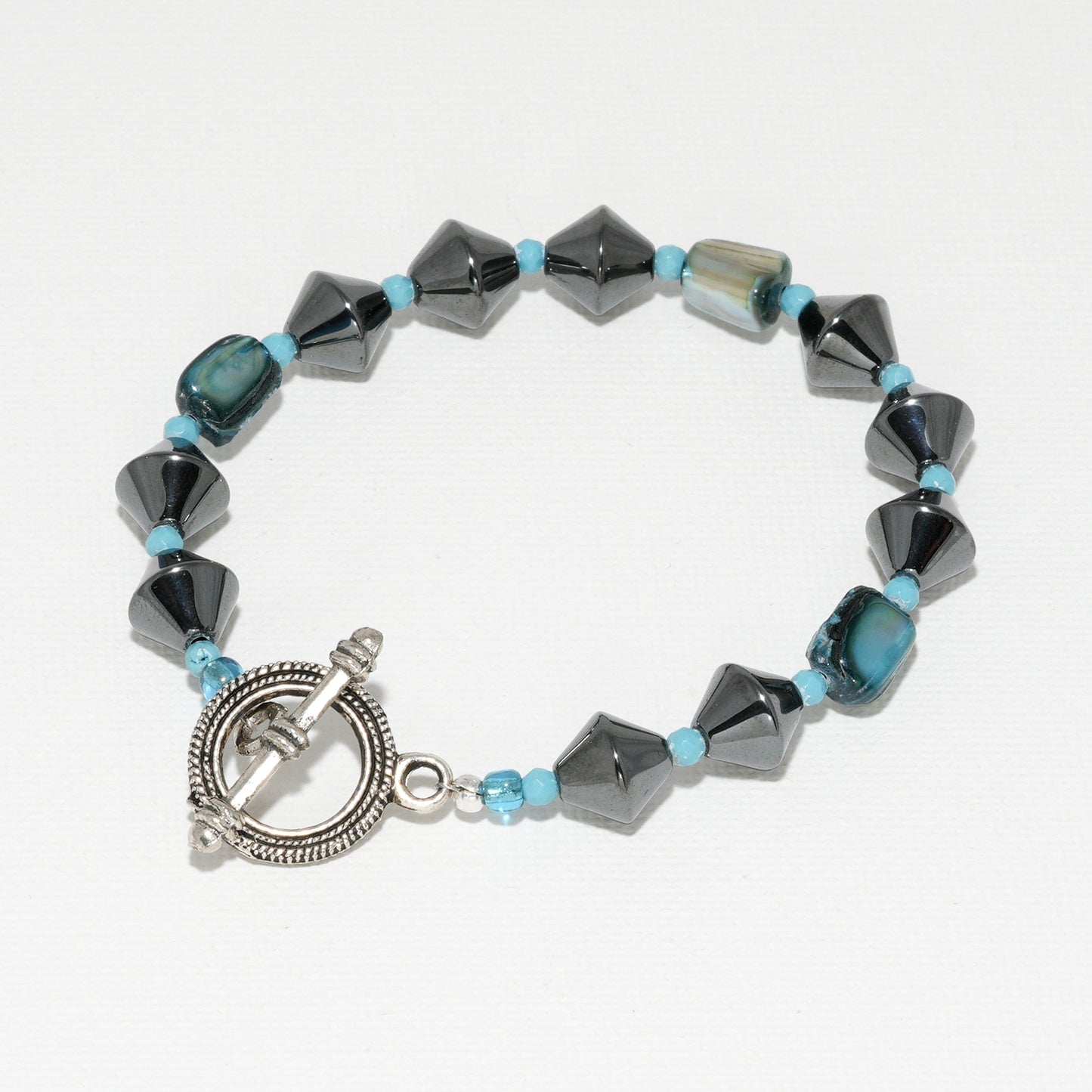 Hematite & Turquoise Semi Precious Bracelet