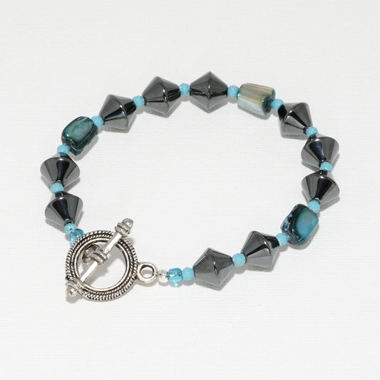 Hematite & Turquoise Semi Precious Bracelet