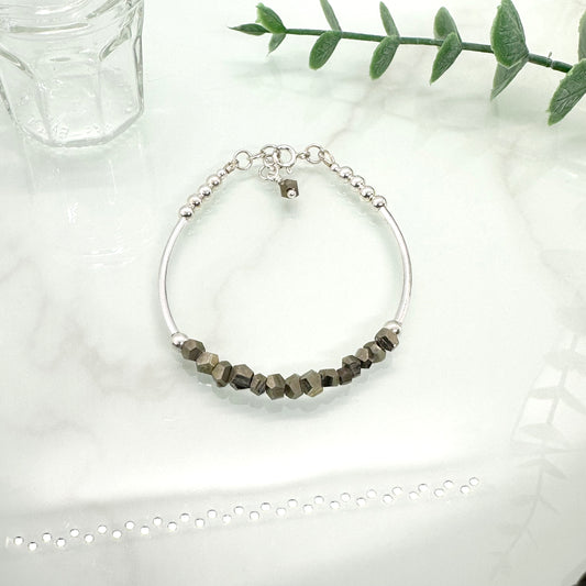 Pyrite (Fool's Gold) & Sterling Silver Bracelet